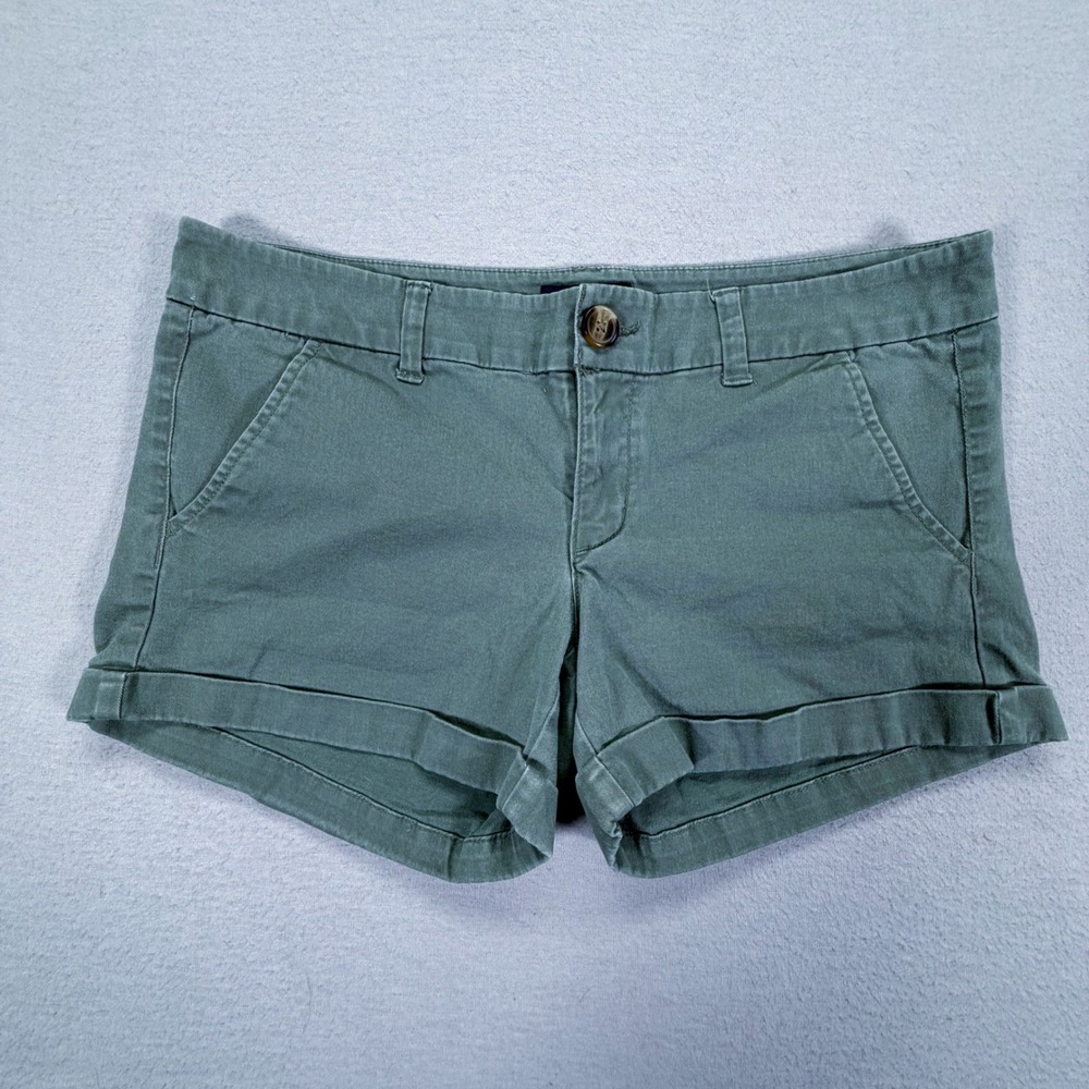 Women's Olive Green Cuffed Cotton Shorts
